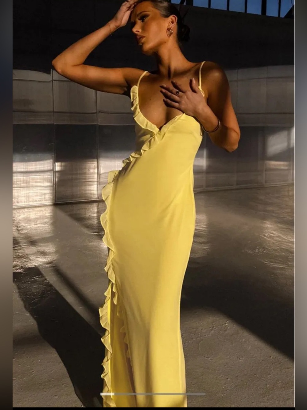 Beginning Boutique Sunny Yellow Ruffle Slip Dress